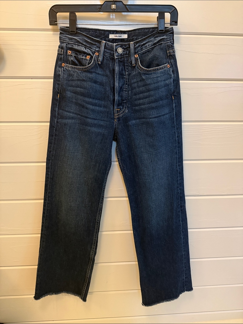 GRLFRND Bobbi Straight-Leg Dark Indigo Jeans